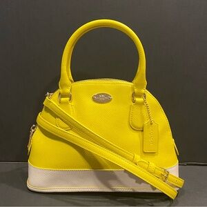 Coach Bicolor Leather Mini Cora Domed Satchel With Shoulder Strap